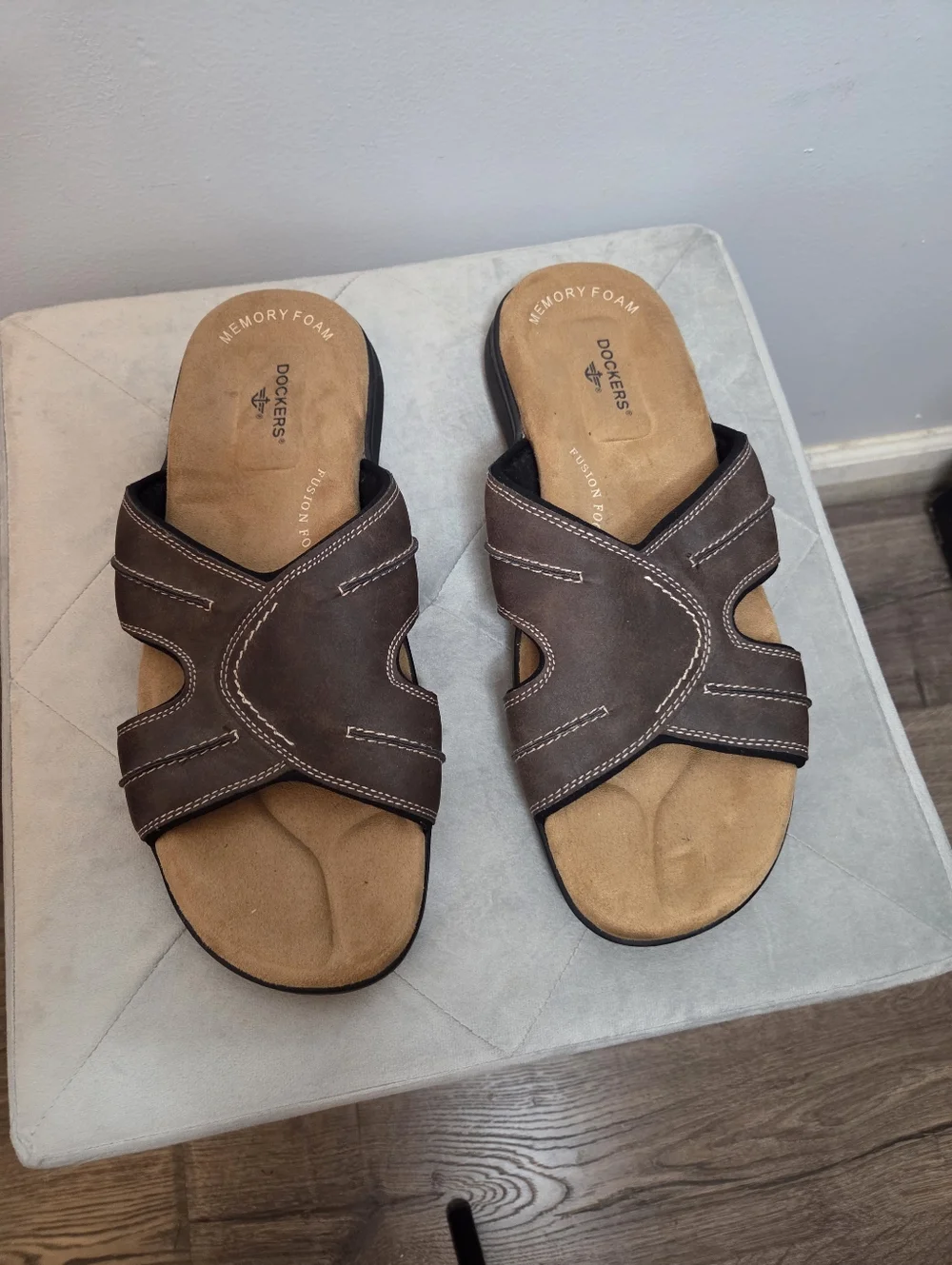 Dockers Men’s Brown Sunland  Slide‎ Sandals with Contrast Stitching, Size 12